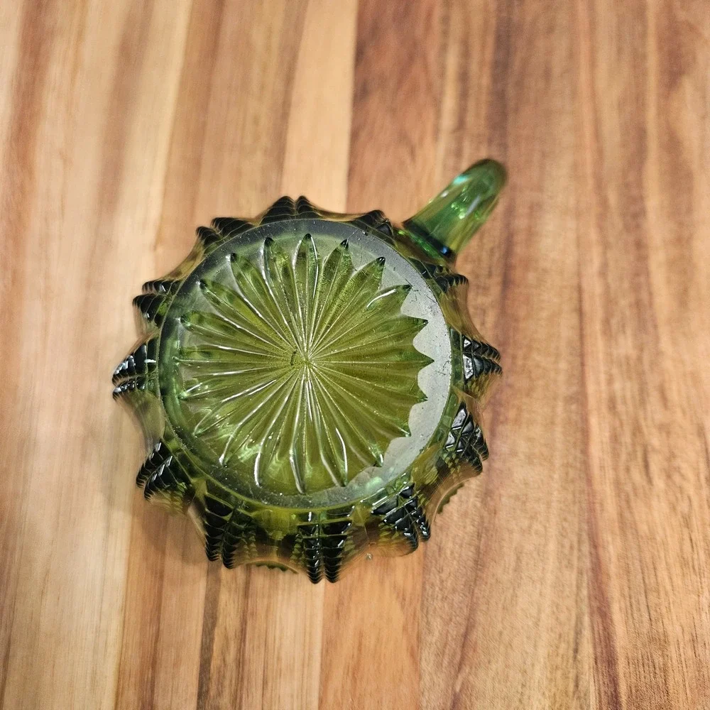 Vintage Indiana Glass Dewdrop Green Pressed Glass Cup -‎ Forest Green Retro